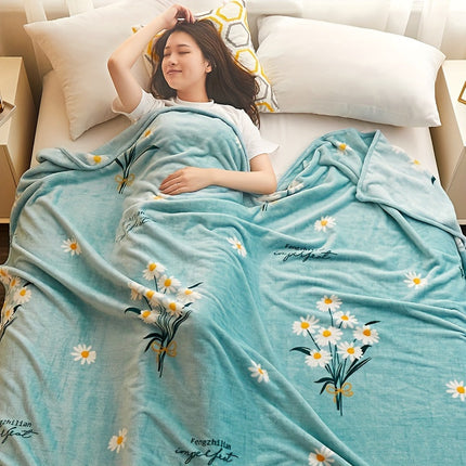 Flanellen Pluche Deken | Zachte Warmte voor Alle Seizoenen | 100% Polyester Flanel | Stijlvol Bloemenmotief | Slaapkamer Elegantie | Comfortabel en Lichtgewicht | Geschikt voor Winter en Zomer | Blauw | Gebreid | 160-180g