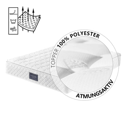 Comanlai 160x200cm Springmatras, 7-zone koudschuimmatras, doorgestikt microfiber topper, hardheid H3, hoogte 25cm | Comanlai Matras 160x200 cm | 7-Zone Koudschuim | Microfiber Topper | Hardheid H3 | 25 cm Hoog | Goede Ventilatie