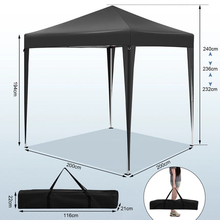 WOLTU Opvouwbare Tuinpaviljoen Pergola 2x2m met 4 Zijwanden Verstelbare Hoogte UV-Bescherming Waterdicht met Draagtas | WOLTU Partytent 2x2m Grijs Waterdicht UV-bescherming Tuinpaviljoen Opvouwbaar Met Hierbij 4 Zijwanden & Draagzak
