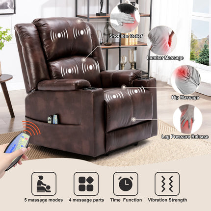 COMHOMA Elektrische Sta-op stoel Relaxfauteuil TV-stoel Massagefauteuil met kantelfunctie stoel voor ouderen | Elektrische Sta-op Relaxstoel COMHOMA Zwart Wit Bruin | Verstelbare Massagefunctie Fauteuil met Beursjes 73x85x100 cm