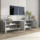 Moderne Luxe TV Kast 175 x 38 x 56 cm, verstelbare inlegplaten, TV Opbergkast, Wit | Comanlai TV Meubel 175x38x56 cm Hout Wit Verstelbare Planken Handgreeploze Deuren Moderne Stijl