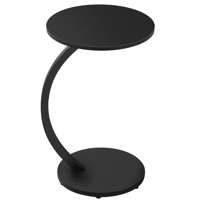 WOLTU C-vorm bijzettafel computer thee koffietafel kleine ronde hoeksalontafel voor bank slaapkamer | WOLTU ronde bijzettafel C-vorm | Moderne banktafel hout & metaal 40x64,5 cm | Vintage & industrieel design