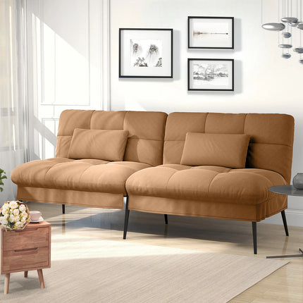 COMHOMA Uitschuifbare Futon Cover Slaapbank Hoekbank 3-zits | Grijze COMHOMA Slaapbank L-vormig Met Slaapfunctie Aanpasbare Rugleuning | Moderne Compacte Hoekbank Stoffen Design | Eenvoudig In Te Stellen