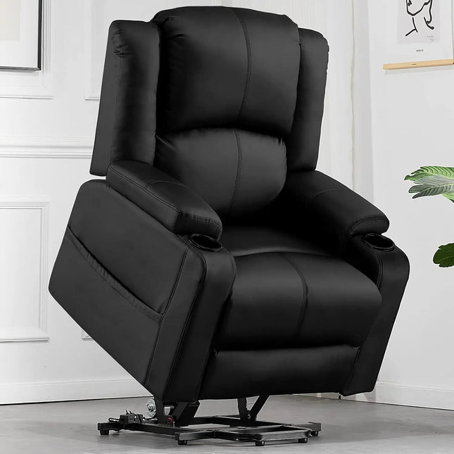 COMHOMA Elektrische Sta-op stoel Relaxfauteuil TV-stoel Massagefauteuil met kantelfunctie stoel voor ouderen | Elektrische Sta-op Relaxstoel COMHOMA Zwart Wit Bruin | Verstelbare Massagefunctie Fauteuil met Beursjes 73x85x100 cm