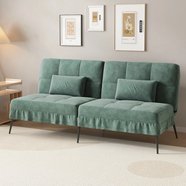 COMHOMA Uitschuifbare Futon Cover Slaapbank Hoekbank 3-zits | Grijze COMHOMA Slaapbank L-vormig Met Slaapfunctie Aanpasbare Rugleuning | Moderne Compacte Hoekbank Stoffen Design | Eenvoudig In Te Stellen