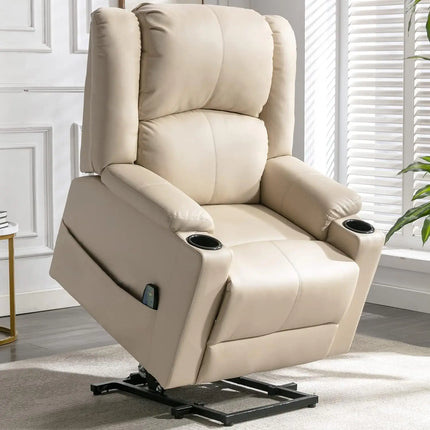COMHOMA Elektrische Sta-op stoel Relaxfauteuil TV-stoel Massagefauteuil met kantelfunctie stoel voor ouderen | Elektrische Sta-op Relaxstoel COMHOMA Zwart Wit Bruin | Verstelbare Massagefunctie Fauteuil met Beursjes 73x85x100 cm