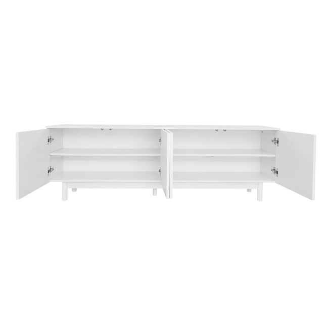 Moderne Luxe TV Kast 175 x 38 x 56 cm, verstelbare inlegplaten, TV Opbergkast, Wit | Comanlai TV Meubel 175x38x56 cm Hout Wit Verstelbare Planken Handgreeploze Deuren Moderne Stijl