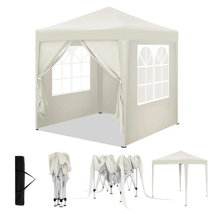 WOLTU Opvouwbare Tuinpaviljoen Pergola 2x2m met 4 Zijwanden Verstelbare Hoogte UV-Bescherming Waterdicht met Draagtas | WOLTU Partytent 2x2m Grijs Waterdicht UV-bescherming Tuinpaviljoen Opvouwbaar Met Hierbij 4 Zijwanden & Draagzak