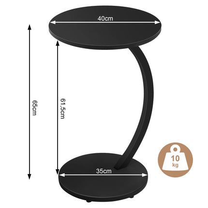 WOLTU C-vorm bijzettafel computer thee koffietafel kleine ronde hoeksalontafel voor bank slaapkamer | WOLTU ronde bijzettafel C-vorm | Moderne banktafel hout & metaal 40x64,5 cm | Vintage & industrieel design
