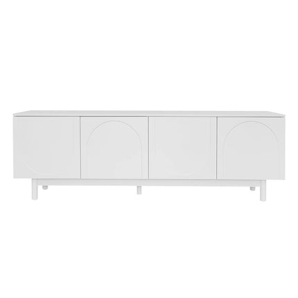 Moderne Luxe TV Kast 175 x 38 x 56 cm, verstelbare inlegplaten, TV Opbergkast, Wit | Comanlai TV Meubel 175x38x56 cm Hout Wit Verstelbare Planken Handgreeploze Deuren Moderne Stijl