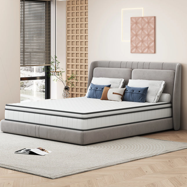 90x190x25cm Pocket Spring Mattress, Ultra-quiet Mattress with Breathable 3D Fabric and High-density Wave Foam, Medium Hard | 90x190x25 cm Matras | Ultra stil | Ademend 3D stof | Hoge dichtheid golfschuim | Medium stevigheid