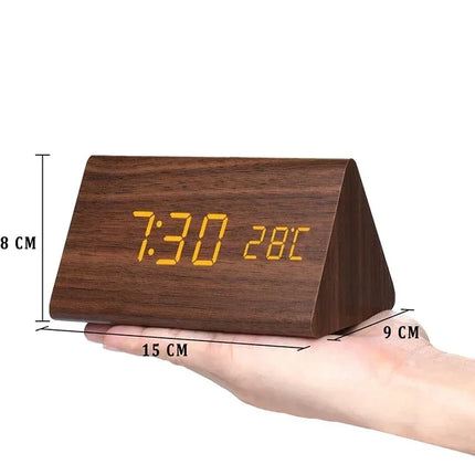 WoodWatch LED Wekker | Houtlook | Spraakbediening | Temperatuurweergave | Tot 3 Alarmen | Instelbare Helderheid | Modern Design