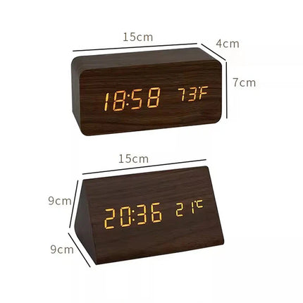WoodWatch LED Wekker | Houtlook | Spraakbediening | Temperatuurweergave | Tot 3 Alarmen | Instelbare Helderheid | Modern Design
