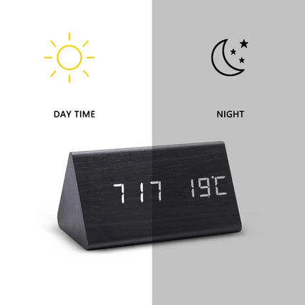 WoodWatch LED Wekker | Houtlook | Spraakbediening | Temperatuurweergave | Tot 3 Alarmen | Instelbare Helderheid | Modern Design