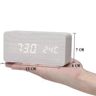 WoodWatch LED Wekker | Houtlook | Spraakbediening | Temperatuurweergave | Tot 3 Alarmen | Instelbare Helderheid | Modern Design