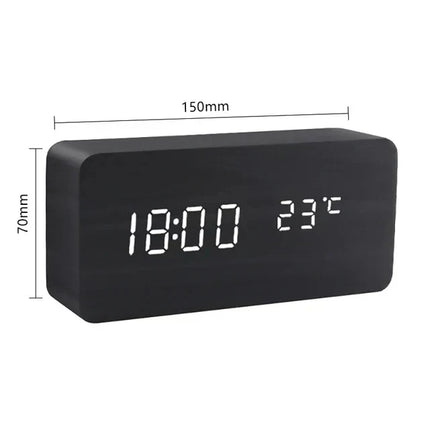 WoodWatch LED Wekker | Houtlook | Spraakbediening | Temperatuurweergave | Tot 3 Alarmen | Instelbare Helderheid | Modern Design
