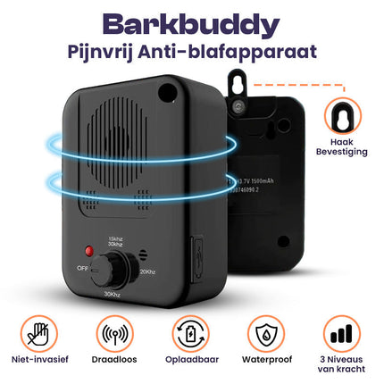 Ultrasoon Anti-Blaf Geluidssysteem | Dierveilig | Stressvrij Alternatief Schokhalsband | Pijnloos Anti-Blafformaat | IPX4 Waterdicht | Automatische Blafdetectie | Humaan voor alle Rassen | USB Oplaadbaar | Onschadelijk Hondengehoor