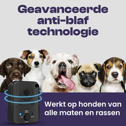 Ultrasoon Anti-Blaf Geluidssysteem | Dierveilig | Stressvrij Alternatief Schokhalsband | Pijnloos Anti-Blafformaat | IPX4 Waterdicht | Automatische Blafdetectie | Humaan voor alle Rassen | USB Oplaadbaar | Onschadelijk Hondengehoor
