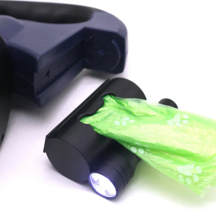 DuoPaw Reflecterende Hondenriem Knoopvrij 360° | Ingebouwde Zaklamp | Intrekbaar 3m | Voor 2 Honden Tot 30kg | Dubbele Bediening