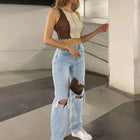 Judith - Gescheurde casual denim broek - Visconte