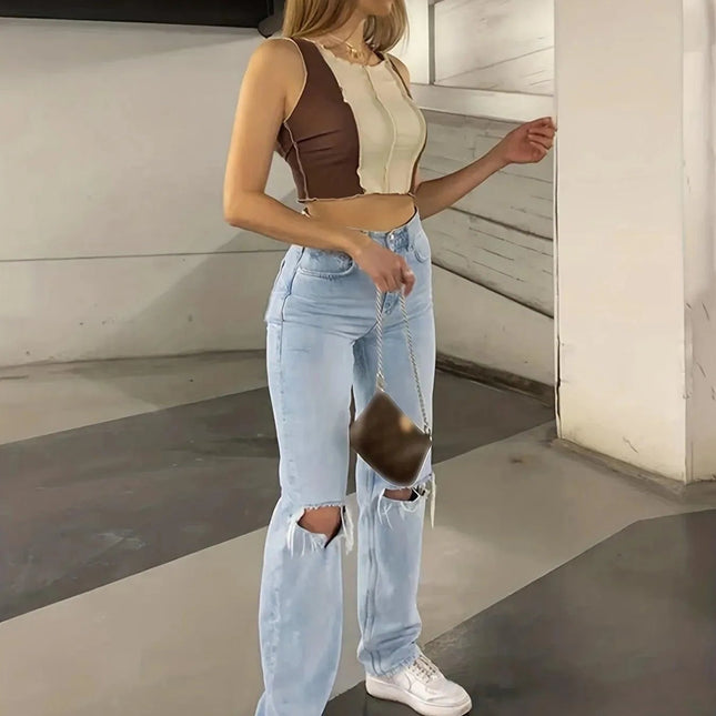 Judith - Gescheurde casual denim broek - Visconte