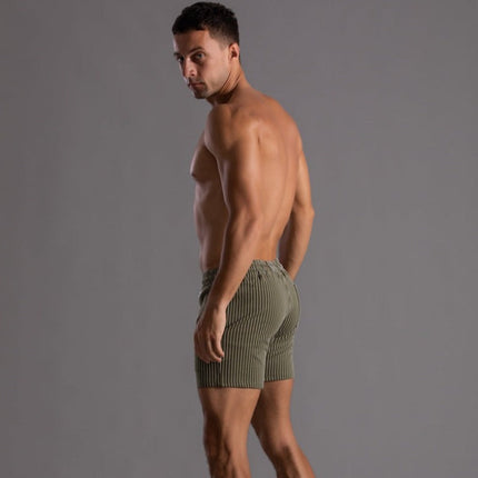 Retro Zwemshort Heren | Sneldrogende Polyester Ribstof | Slim Fit | Elastische Tailleband | Binnenvoering | Zomer Casual