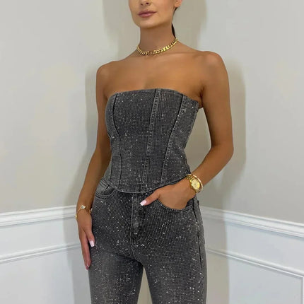 Cato | Strapless Luxe Jumpsuit Dames | Glanzende Stoffen | Elegante Aansluitende Pasvorm | Perfect Voor Gala Feest Diners | Stretch Comfort