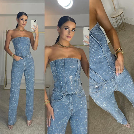 Cato | Strapless Luxe Jumpsuit Dames | Glanzende Stoffen | Elegante Aansluitende Pasvorm | Perfect Voor Gala Feest Diners | Stretch Comfort