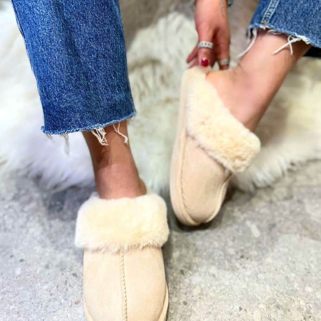 Beige Dames Fluffy Sloffen | Warme Pantoffels voor Thuisgebruik | Ideaal voor Koude Voeten | Winter Pantoffels Snel Warm