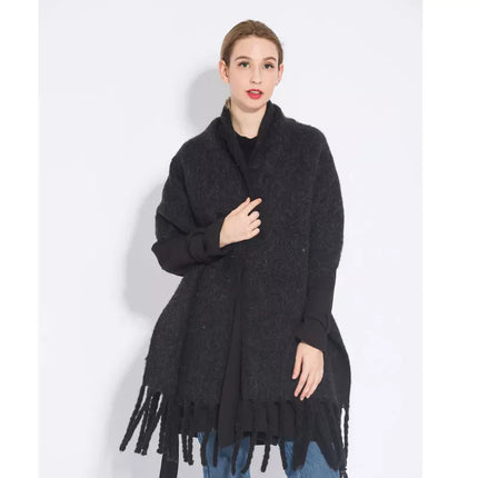 Dikke Kasjmier Sjaal Franje | Luxe Pashmina Winteraccessoire | Ultieme Warmte | Trendy Effen Design | ChicWool | Stijlvol & Comfortabel