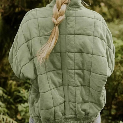 Helene Overgangsjas | Oversized Damesjack Polyester Stijlvol Warm | Donkergrijs Zwart Donkerblauw Lichtblauw Abrikoos Legergroen Khaki Roze S-2XL