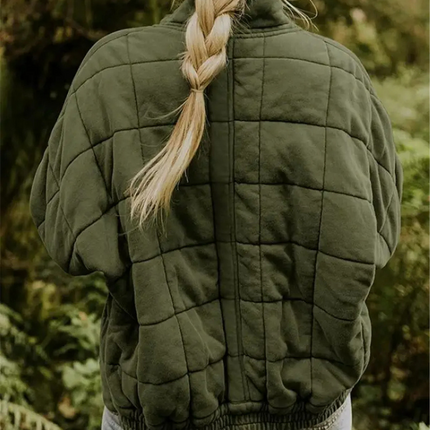 Helene Overgangsjas | Oversized Damesjack Polyester Stijlvol Warm | Donkergrijs Zwart Donkerblauw Lichtblauw Abrikoos Legergroen Khaki Roze S-2XL