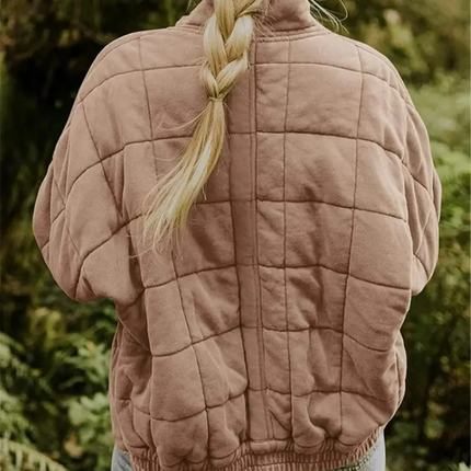 Helene Overgangsjas | Oversized Damesjack Polyester Stijlvol Warm | Donkergrijs Zwart Donkerblauw Lichtblauw Abrikoos Legergroen Khaki Roze S-2XL
