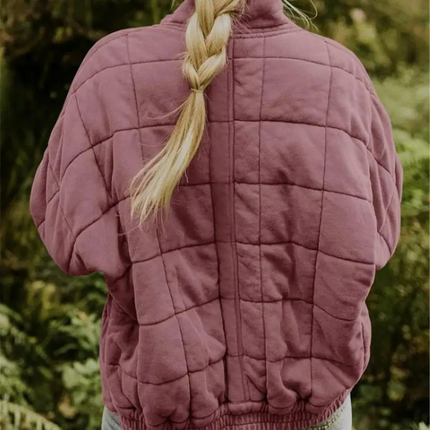 Helene Overgangsjas | Oversized Damesjack Polyester Stijlvol Warm | Donkergrijs Zwart Donkerblauw Lichtblauw Abrikoos Legergroen Khaki Roze S-2XL