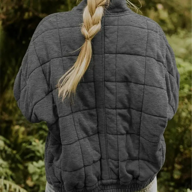 Helene Overgangsjas | Oversized Damesjack Polyester Stijlvol Warm | Donkergrijs Zwart Donkerblauw Lichtblauw Abrikoos Legergroen Khaki Roze S-2XL