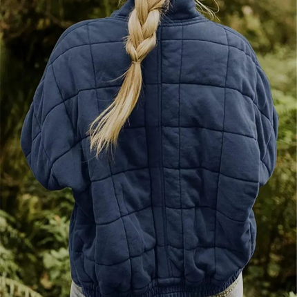 Helene Overgangsjas | Oversized Damesjack Polyester Stijlvol Warm | Donkergrijs Zwart Donkerblauw Lichtblauw Abrikoos Legergroen Khaki Roze S-2XL