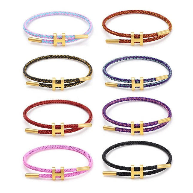 Armband Koord Gevlochten | Stijlvolle Metalen H-Sluiting | Modern Ontwerp | Veelzijdige Kleurenopties | Uniseks Accessoire | Tijdloos Vakmanschap | Minimalistisch & Laagjesstijl | Elegant Design | Fashion Statement