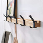 Zwarte Wandkapstok Nordic Design | Verplaatsbare Dubbele Haken | Voor Hal en Slaapkamer | Hout en Aluminium | 40x7x7 cm