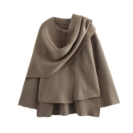 Oversized Winterjas Dames | Modieuze Asymmetrische Sjaalkraag | Enkelvoudige Knoopsluiting | Warme Dikke Polyester Stof | Comfortabel Stijlvol Herfst Winter Bovenkleding