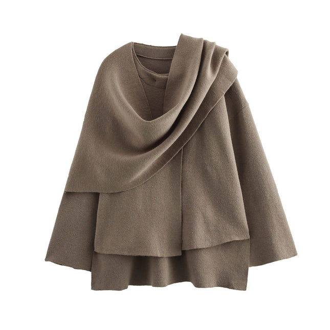 Oversized Winterjas Dames | Modieuze Asymmetrische Sjaalkraag | Enkelvoudige Knoopsluiting | Warme Dikke Polyester Stof | Comfortabel Stijlvol Herfst Winter Bovenkleding