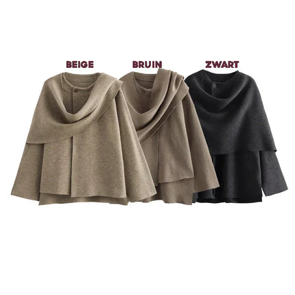 Oversized Winterjas Dames | Modieuze Asymmetrische Sjaalkraag | Enkelvoudige Knoopsluiting | Warme Dikke Polyester Stof | Comfortabel Stijlvol Herfst Winter Bovenkleding