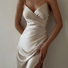 VISCONTE | Cocktailjurk Dames | Luxe Satijnen V-Hals | Strapless Avondjurk | Hoogwaardige Kwaliteit | Elegante Stijl | Tess