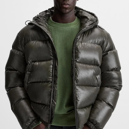 Heren Winterjas Dons | Warme Puffer Jacket 100% Dons | RCS Gerecycled Polyamide | Verstelbare Capuchon & Hals | Koude Bestendig