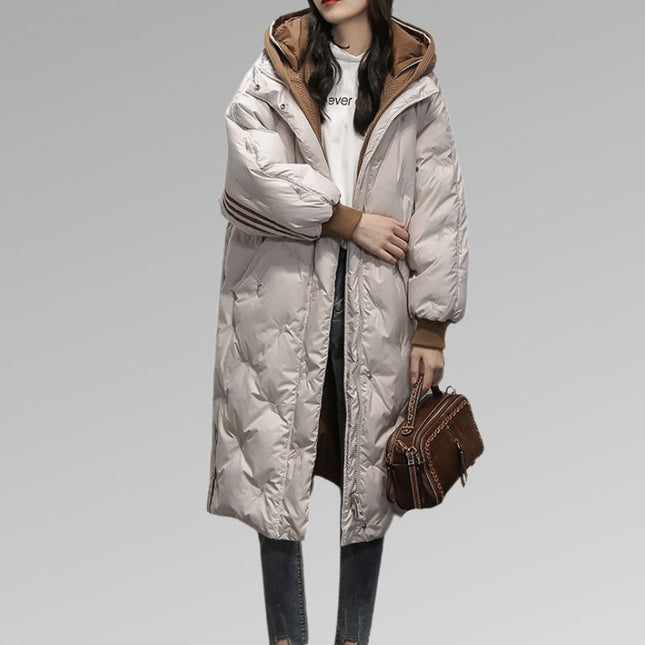 Romy Dames Winterjas | Lang Zwart Gevoerd | Warm Waterdicht | Elegante Stijl | Duurzame Materialen | Casual & Formeel Gebruik