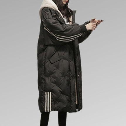 Romy Dames Winterjas | Lang Zwart Gevoerd | Warm Waterdicht | Elegante Stijl | Duurzame Materialen | Casual & Formeel Gebruik