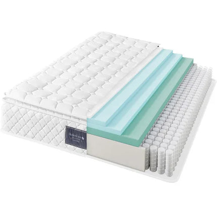 Springkernmatras, 7-zone koudschuimmatras, pocketveringanker, 160x200cm, gewatteerde microvezelhoes topping, 25cm hoogte | Comfortabel pocketveringmatras 160x200cm | 7-zone koudschuim kern | Gewatteerde microvezel hoes