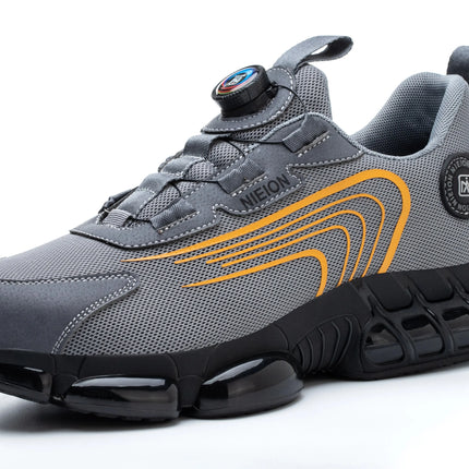 Ademende Velcro Veiligheidsschoenen Heren | Flexibel & Lichtgewicht | Aluminium Neus | Antislipzool | Comfortabel | Zwart/Grijs | Maat 39-46