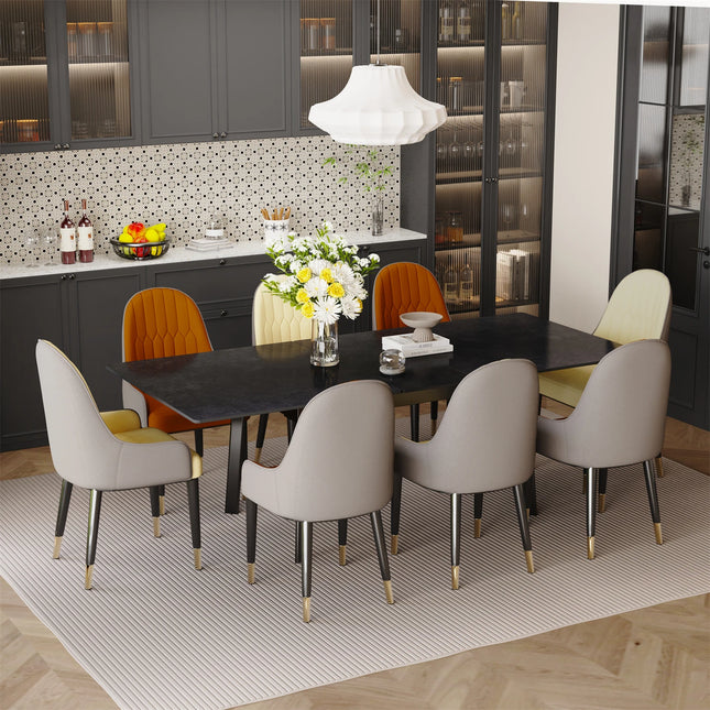 Uitschuifbare Eettafel Marmeren Blad en Metalen Frame Rechthoekige Moderne Meubels Geen Stoelen | Uitschuifbare Eettafel Marmerlook Landelijke Tafel Blad 180x85x79cm Moderne Stijl Zonder Stoelen