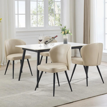 2 Stuks PU Leren Eetkamerstoelen, Moderne Eetkamer en Keukenstoelen, 265lbs Beklede Stoelen met Stalen Poten | Set van 2 Eetstoelen PU Leer | Modern Design | Ergonomisch | Geschikt voor Keuken en Eetkamer