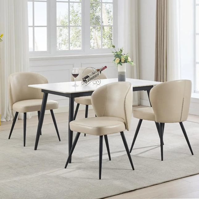 2 Stuks PU Leren Eetkamerstoelen, Moderne Eetkamer en Keukenstoelen, 265lbs Beklede Stoelen met Stalen Poten | Set van 2 Eetstoelen PU Leer | Modern Design | Ergonomisch | Geschikt voor Keuken en Eetkamer